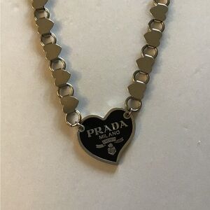 Idlewild Upcycled Jewelry Prada Milano Heart Necklace - Black and Silver